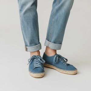 Sam Edelman Blue Denim Lace-Up Espadrille Sneakers Size 6.5